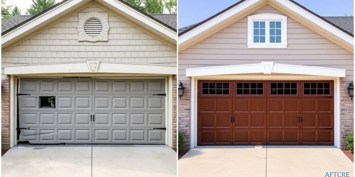 Before and after garage door installation transformation in Port Angeles